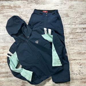 Kids Rossignol Ski Suit Jacket Pants Blue Size 10 pants size 12 hooded jacket